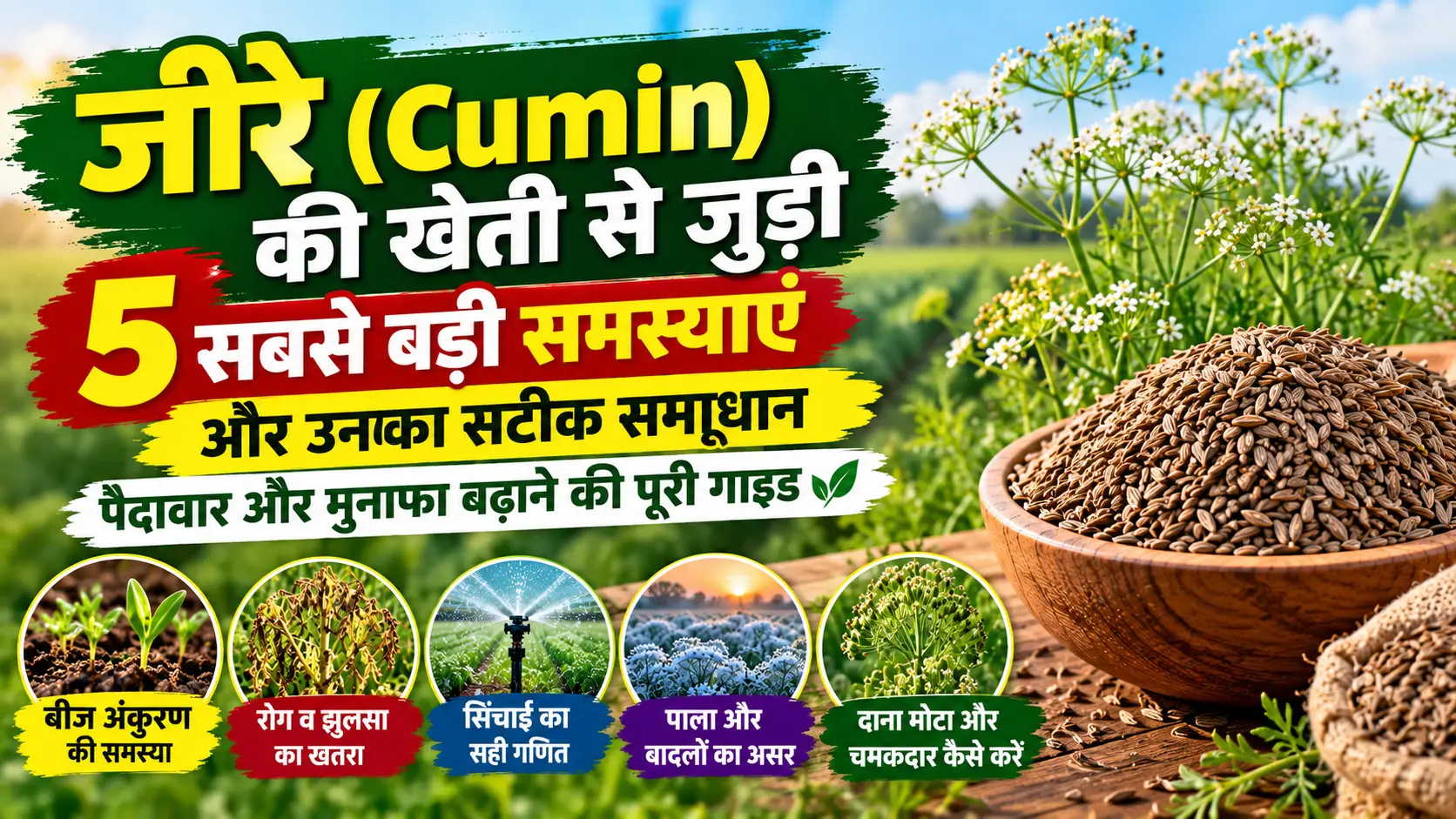 जीरे के खेत में फसल की स्थिति देखते हुए किसान
